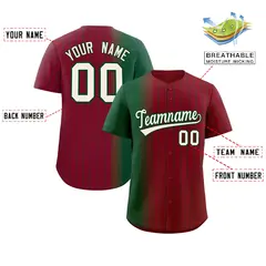Crimson Green Gradient Pinstripe Baseball Jersey 2