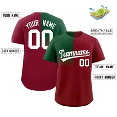 Crimson Green Half Gradient Authentic Baseball Jersey 2