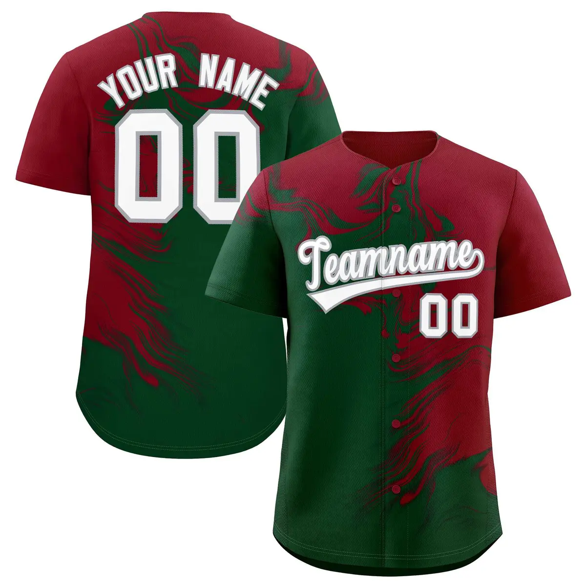 Crimson Green Ink Pattern Authentic Baseball Jersey