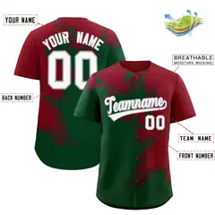 Crimson Green Ink Pattern Authentic Baseball Jersey 2