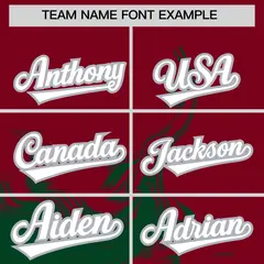 Crimson Green Ink Pattern Authentic Baseball Jersey 3