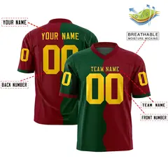 Crimson Green Split Fashion Mesh Authentic Football Jersey 2