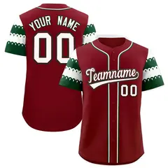Crimson Green White Sleeve Flag Lace Baseball Jersey 1