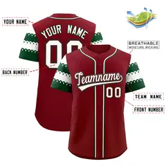 Crimson Green White Sleeve Flag Lace Baseball Jersey 2