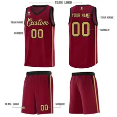 Crimson Honeycomb Pattern Basketball Uniform Jersey 5
