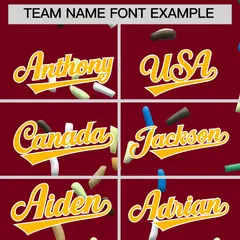 Crimson Ice Cream Cone Graffiti Full-Snap Varsity Letterman Jacket 3