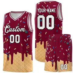 Crimson Ice Cream Element Pattern Basketball Kits