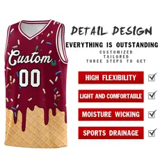 Crimson Ice Cream Element Pattern Basketball Kits 2