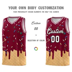 Crimson Ice Cream Element Pattern Basketball Kits 3