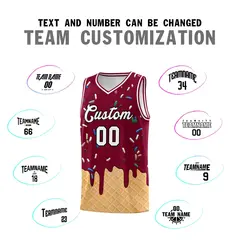 Crimson Ice Cream Element Pattern Basketball Kits 4