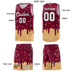 Crimson Ice Cream Element Pattern Basketball Kits 5