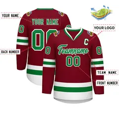 Crimson Kelly Green-White Classic Hockey Jersey 2
