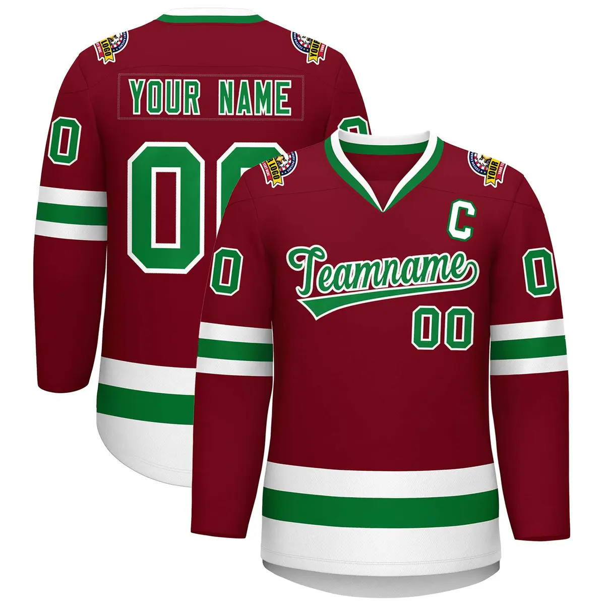 Crimson Kelly Green-White Classic Hockey Jersey