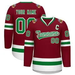 Crimson Kelly Green-White Classic Hockey Jersey 1