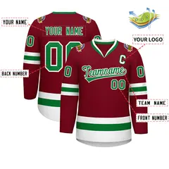 Crimson Kelly Green-White Classic Hockey Jersey 2