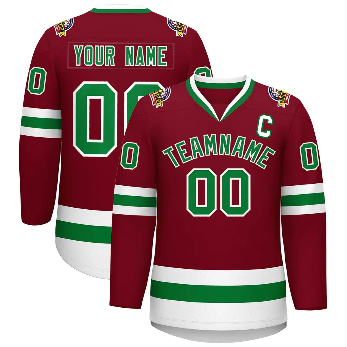 Crimson Kelly Green-White Classic Hockey Jersey
