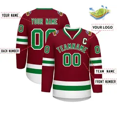 Crimson Kelly Green-White Classic Hockey Jersey 2