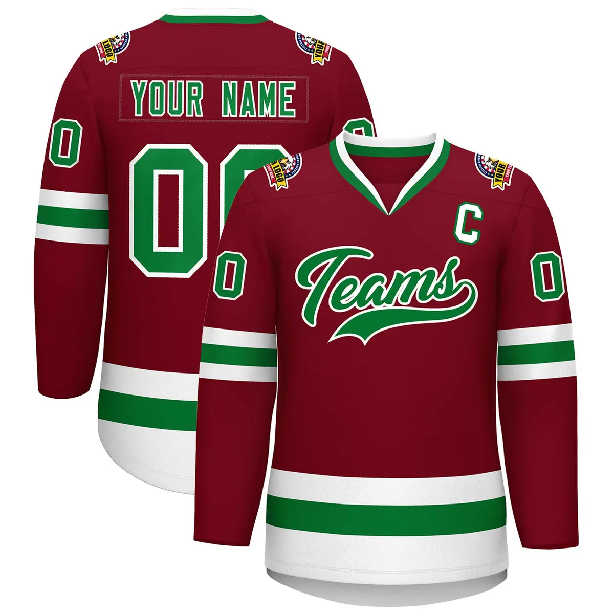 Crimson Kelly Green-White Classic Hockey Jersey