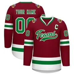 Crimson Kelly Green-White Classic Hockey Jersey 1