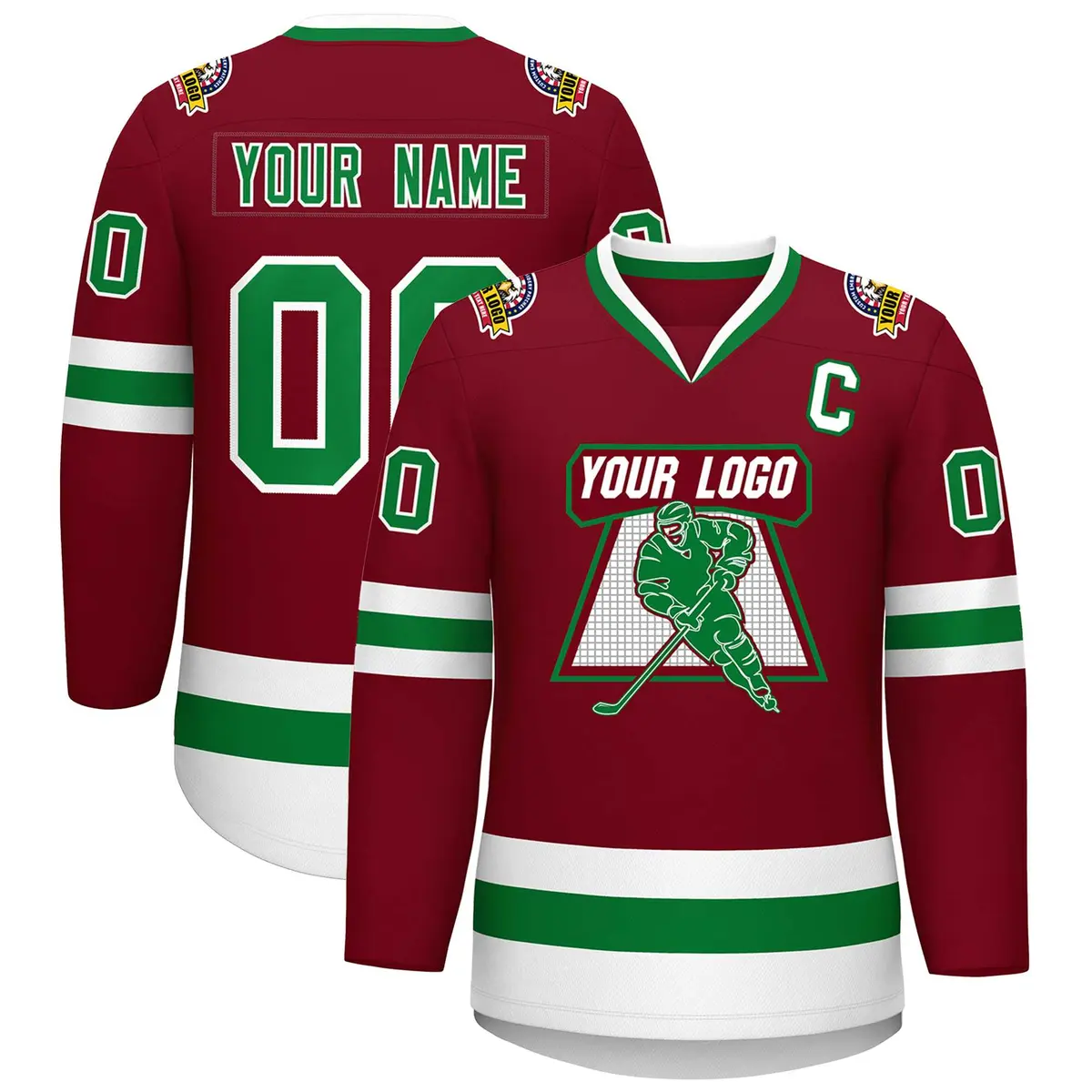 Crimson Kelly Green-White Classic Hockey Jersey