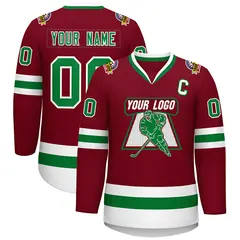Crimson Kelly Green-White Classic Hockey Jersey 1