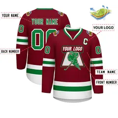 Crimson Kelly Green-White Classic Hockey Jersey 2