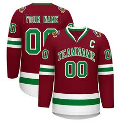 Crimson Kelly Green-White Classic Hockey Jersey 1