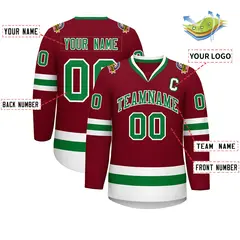 Crimson Kelly Green-White Classic Hockey Jersey 2