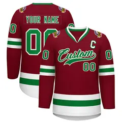 Crimson Kelly Green-White Classic Hockey Jersey