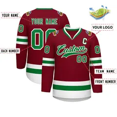Crimson Kelly Green-White Classic Hockey Jersey 2
