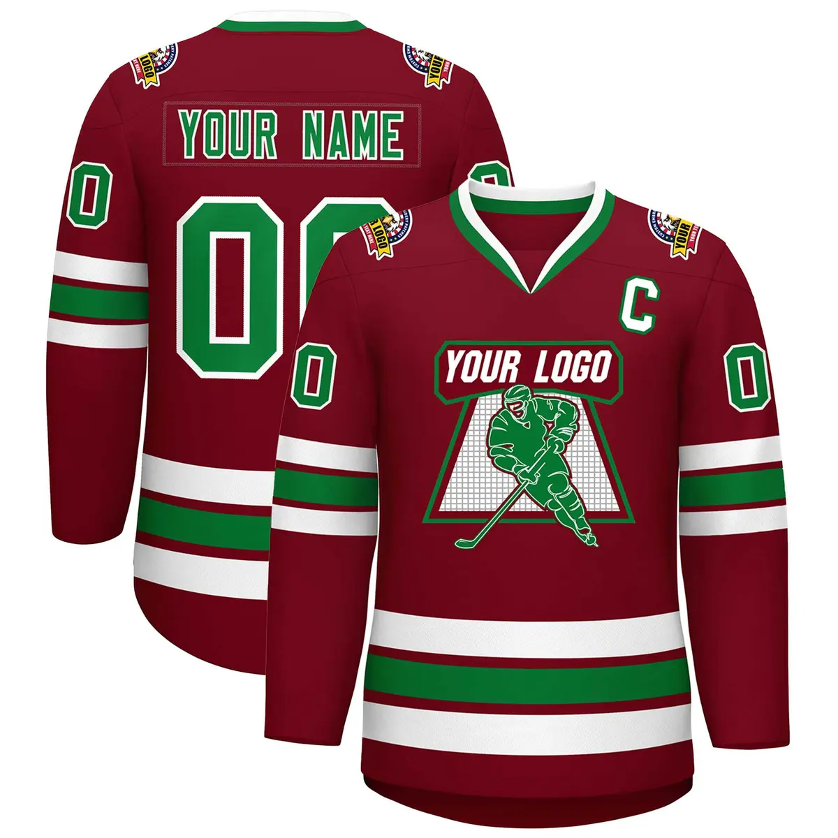 Crimson Kelly Green-White Classic Hockey Jersey