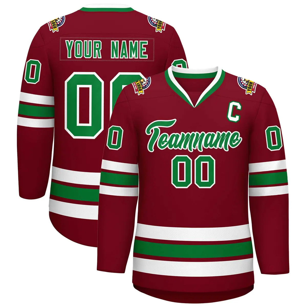 Crimson Kelly Green-White Classic Hockey Jersey