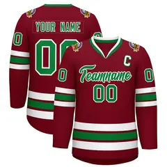 Crimson Kelly Green-White Classic Hockey Jersey 1