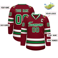 Crimson Kelly Green-White Classic Hockey Jersey 2