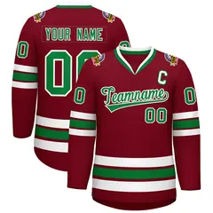 Crimson Kelly Green-White Classic Hockey Jersey 1