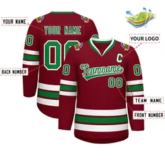 Crimson Kelly Green-White Classic Hockey Jersey 2