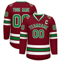 Crimson Kelly Green-White Classic Hockey Jersey 1