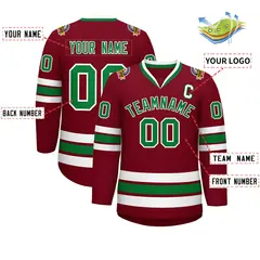 Crimson Kelly Green-White Classic Hockey Jersey 2