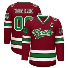 Crimson Kelly Green-White Classic Hockey Jersey 1