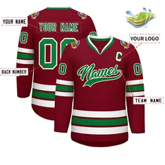 Crimson Kelly Green-White Classic Hockey Jersey 2