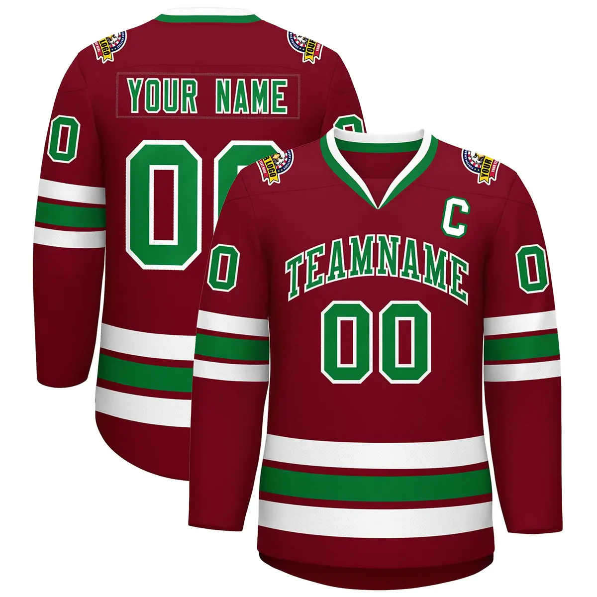 Crimson Kelly Green-White Classic Hockey Jersey