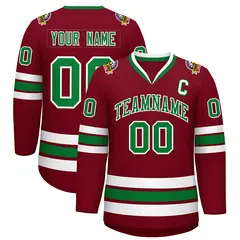 Crimson Kelly Green-White Classic Hockey Jersey 1