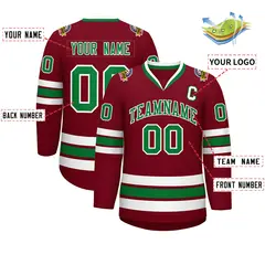 Crimson Kelly Green-White Classic Hockey Jersey 2