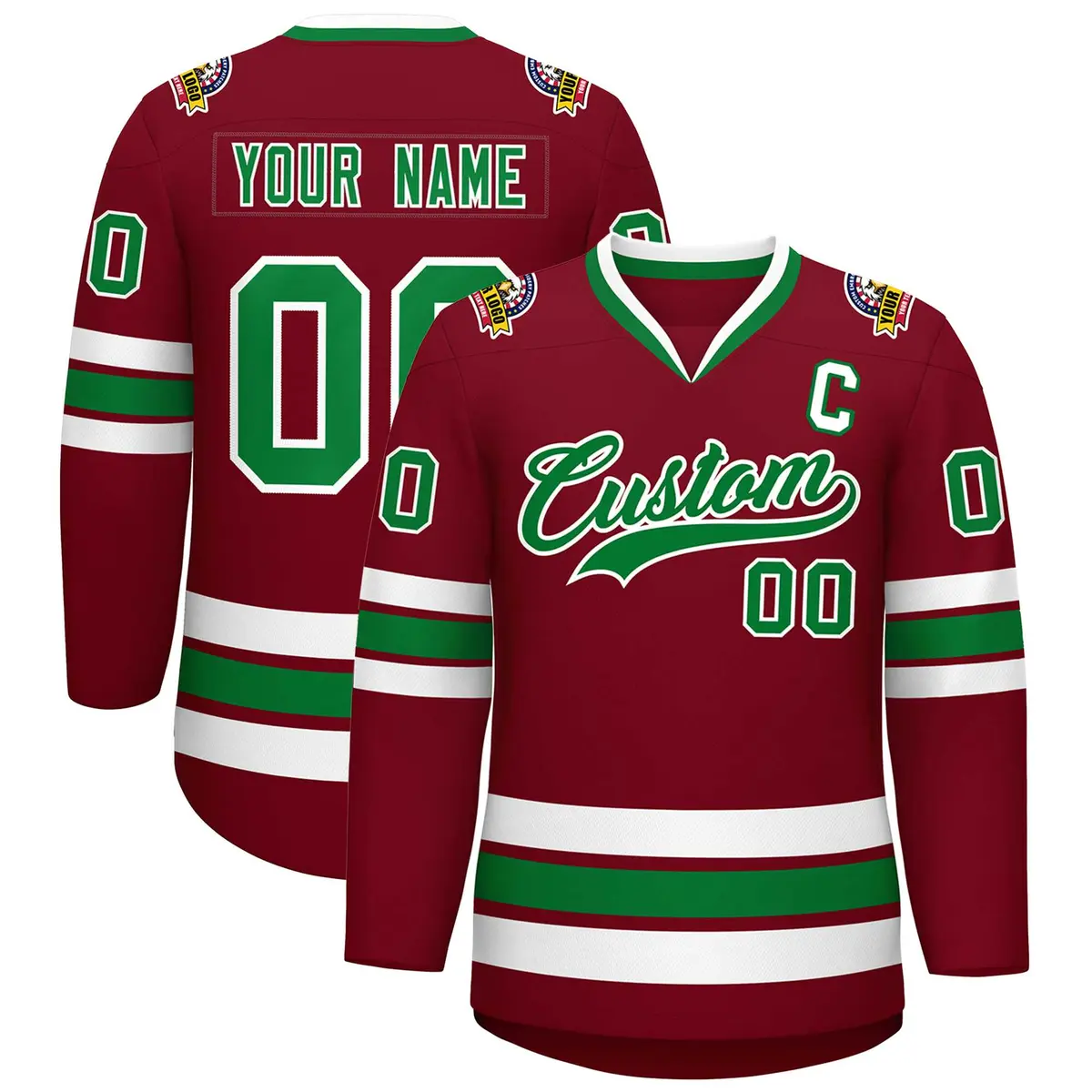 Crimson Kelly Green-White Classic Hockey Jersey