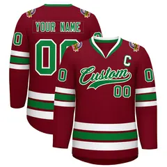 Crimson Kelly Green-White Classic Hockey Jersey 1
