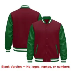 Crimson Kelly Green White Varsity Full-Snap Letterman Jacket 2