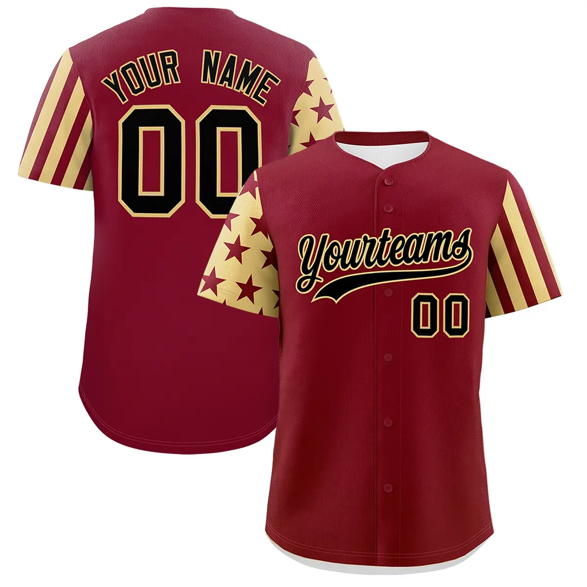 Crimson Khaki American Flag Raglan Baseball Jersey