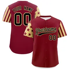 Crimson Khaki American Flag Raglan Baseball Jersey 1