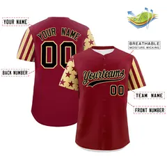 Crimson Khaki American Flag Raglan Baseball Jersey 2