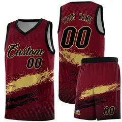 Crimson Khaki and Black Graffiti Basketball Jersey 1